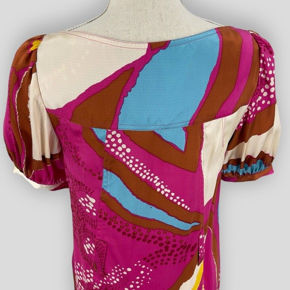 DVF Diane von Furstenburg Womens Margot Silk Printed Button Front Shift Dress 6 - Picture 8 of 16